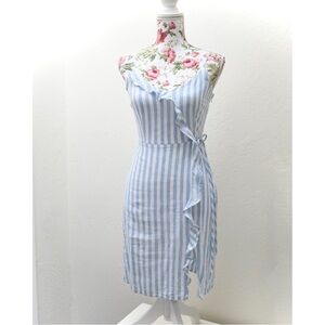 Modcloth Vertical Stripe Ruffle Frill Slit Dress - Size 2